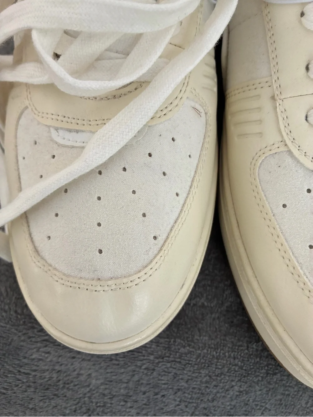 H&M Cream and White High-Top Lace-Up Sneakers